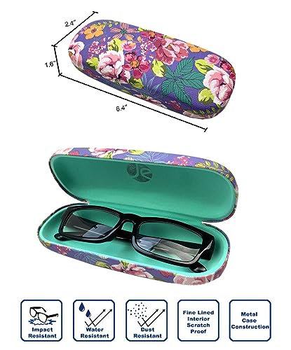 JAVOedge [4 PACK / 3 PACK], Printed Pattern Durable Hard Clamshell Eyeglass Case with Bonus Microfiber Cloth - color: Florals - Style B, size: 3 PACK