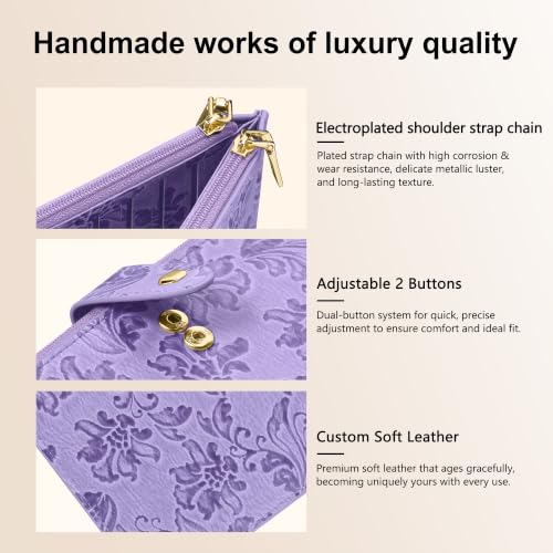 Travelambo Womens Leather Bifold Wallet, Slim RFID Blocking Card Holder - color: Purple Flower