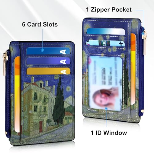 Tipmile Womens Credit Card Holder Wallet, Small Slim RFID Blocking Sleeve - color: Oil Painting