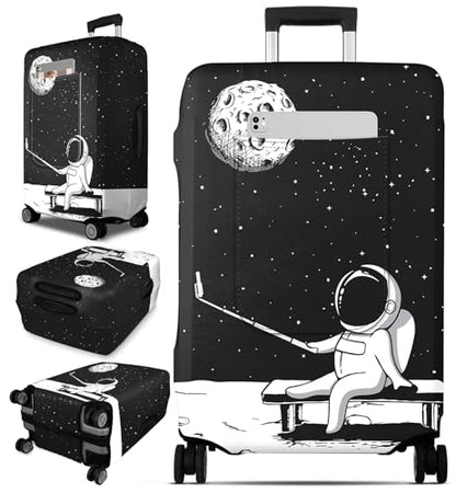 Slohif Luggage Cover for Suitcase Tsa Approved Protector - Luggage Sleeve Large Suit Case Cover Travel Stretch Baggage Case Protective Washable Fit 24-27 Inch Astronaut M - size: Medium (24-27 inches), style: Astronaut