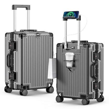 28 Inch Extra Large Luggage with USB Port & TSA Lock - color: Gray, size: 28 Inch