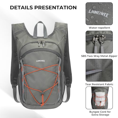 Small Hiking Backpack 13L Lightweight Foldable Travel Daypack for Men Women - color: Light Grey