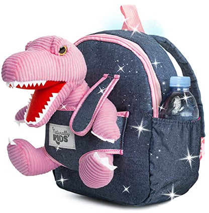 Naturally KIDS Toddler Backpack w. Plush Pink Dinosaur Toy, Gift 5-7 Medium - color: 02 Dinosaur Pink, size: Medium