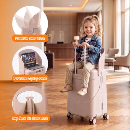 20" Ride-On Suitcase with Seat for Kids & Adults - color: Pink