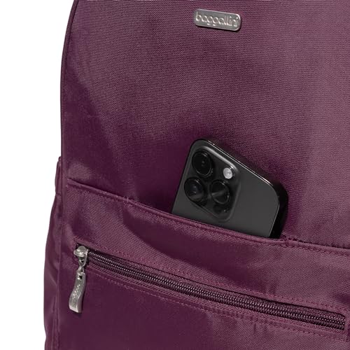 Baggallini Essential Laptop Backpack - 16x12 Inch Travel Backpack with 16" Laptop Sleeve - Lightweight Luggage Backpack - color: Mulberry