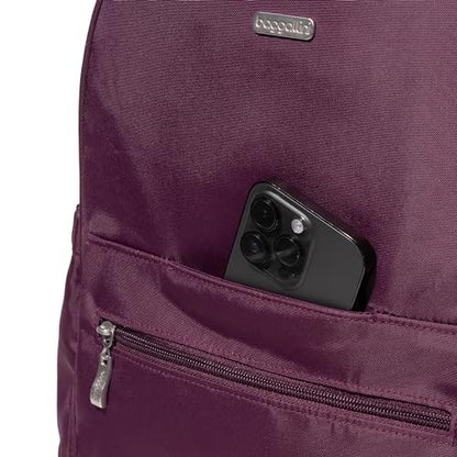 Baggallini Essential Laptop Backpack - 16x12 Inch Travel Backpack with 16" Laptop Sleeve - Lightweight Luggage Backpack - color: Mulberry