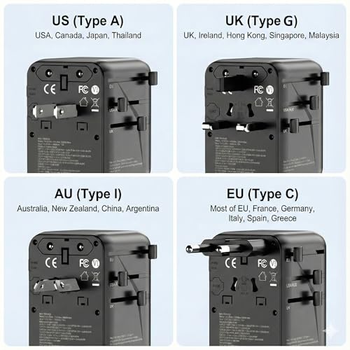 GaN 70W International Travel Adapter 6-in-1 for US/JP, EU, UK, AU
