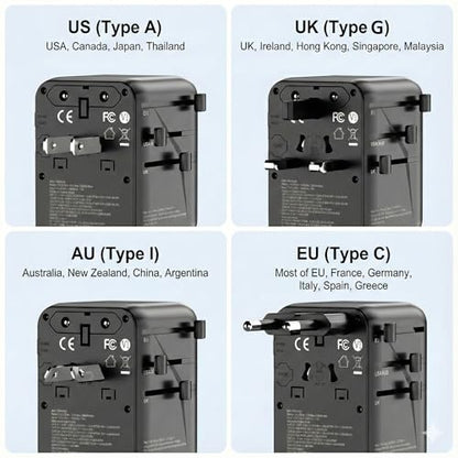 GaN 70W International Travel Adapter 6-in-1 for US/JP, EU, UK, AU