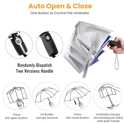 Prospo 46 Inch UPF 50+ UV Protection Umbrella for Sun & Rain - color: Silver/Blue