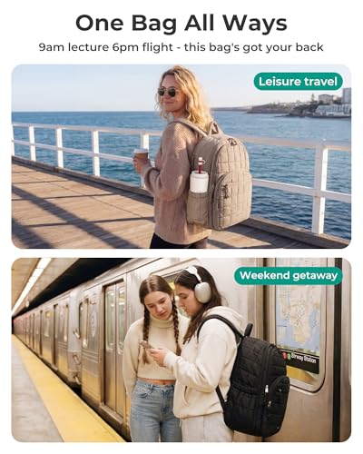 BAGSMART Travel Backpack for Women, 17.3" Carry on Backpack, Blush - color: Blush, size: Large 17.3 Inch