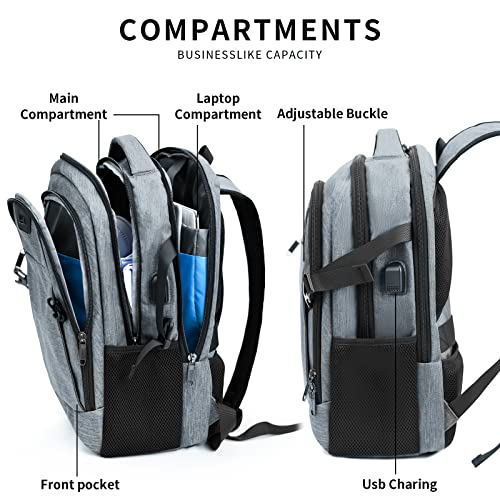 DUSLANG Travel Work Laptop Backpack With USB Charging Port Fits 15.6 15 14 13 Inch Laptop and Notebook Business Anti Theft College Computer Bag Back Pack for Women Men - Dark grey - color: Dark Gray