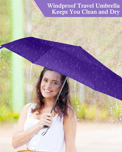 Yahenda 4 Pack Windproof Travel Umbrella Compact Automatic Folding Umbrellas for Rain Lightweight Portable Umbrella Gift for Men Women Backpack & Car Essentials - color: Purple, Black