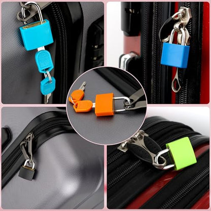 8 Pcs Suitcase Locks with Copper Keys Protect Your Belongings with Febwind's Set of 8 Mini Padlocks Multicolor Durable Locks for Suitcases Backpacks Boxes Cabinet and Laptop Bags - color: 8 Colors