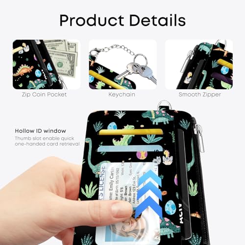 Dinosaur Credit Card Holder Small Wallet for Women - color: Dinosaur
