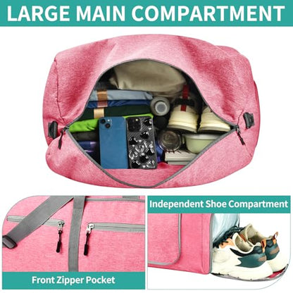 Dimayar 85L Foldable Duffle Bag for Travel, Lightweight Weekender Bags - color: Pink, size: 85L