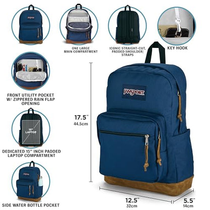 JanSport Right Pack Backpack - Durable Daypack with Padded 15" Laptop Sleeve, Spacious Main Compartment & Integrated Water Bottle Pocket - Misty Rose - color: Misty Rose