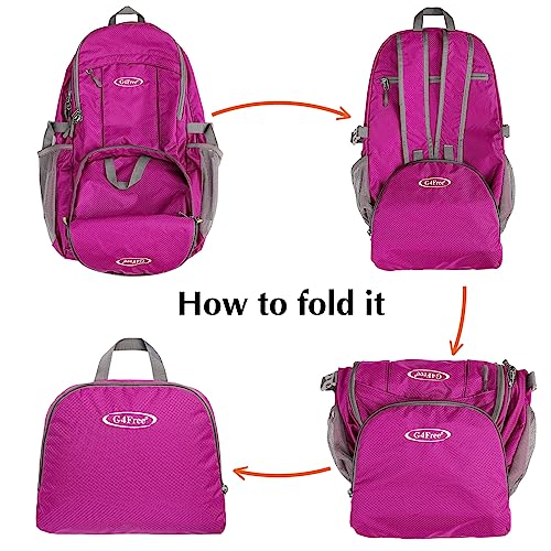 G4Free 40L Lightweight Packable Hiking Backpack, Waterproof Travel Daypack - color: Red