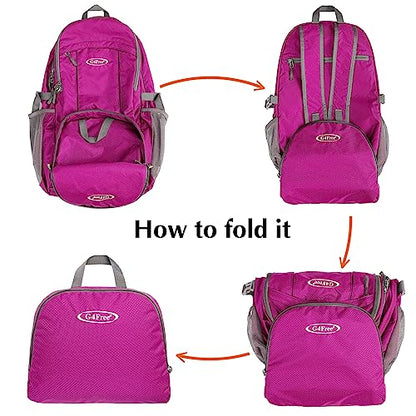 G4Free 40L Lightweight Packable Hiking Backpack, Waterproof Travel Daypack - color: Red