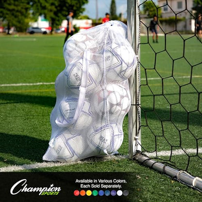 Champion Sports 메시 장비 가방 - 잠금 장치 및 ID 태그가 있는 튼튼한 나일론 드로스트링 백, 공, 수영 장비, 세탁 및 장난감을 위한 통기성 있는 보관 가방, 다양한 크기 및 색상 - color: 네이비, size: 24" x 48" with Shoulder Strap