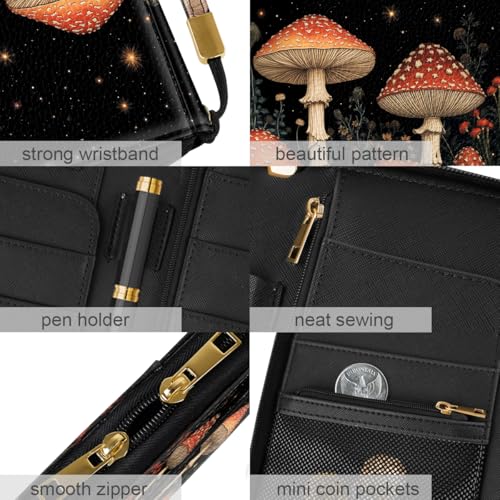 Family Passport Holder Wallet RFID Blocking Document Organizer - color: Mushroom