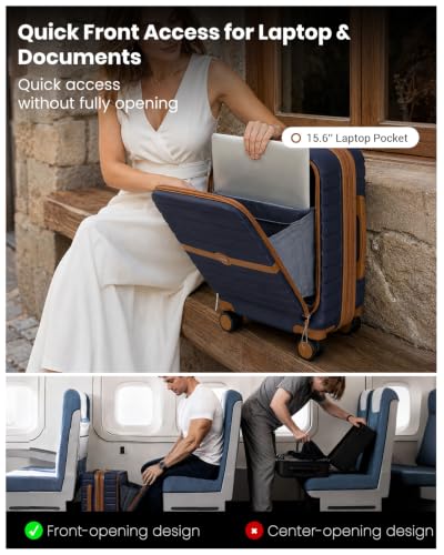 Kono Carry On luggage Airline Approved 20 Inch - color: Apricot Navy, size: Carry-on 20-inch