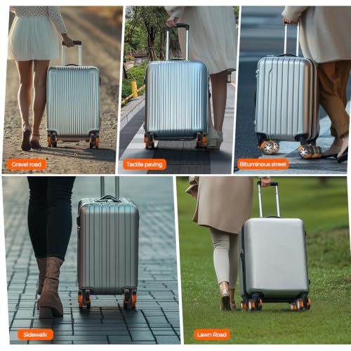 8Pcs Upgrade Luggage Wheel Covers,Travel Accessories (Carbon Black/Orange) - color: Carbon Black / Orange
