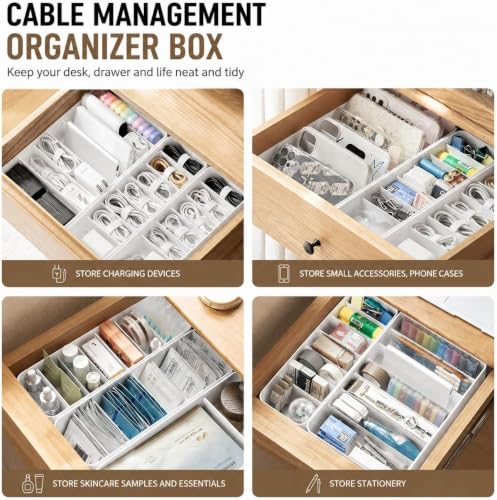 Cable Storage Box with Cable Straps and 6 Magnetic Cable Clips