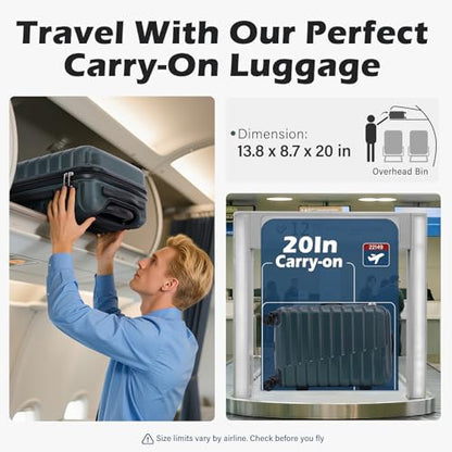 Coolife Lightweight Luggage with TSA Lock,Carry On Teal Blue - color: Teal Blue, size: Small(20in)
