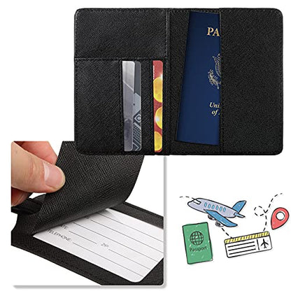 Frienda 2 Pcs Passport Holder Covers Waterproof Leather - color: Pink and Black