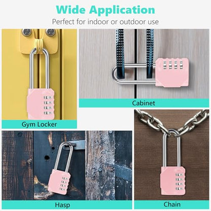 CL21RQ 2.6 Inch Long Shackle Combination Lock, 4 Digit Combination Padlock Set Your own Combination for Gym Locker Lock, School, Gates, Doors, Toolbox, Hasps and Storage (Rose Quartz (L) *1) - color: Rose Quartz (L) *1