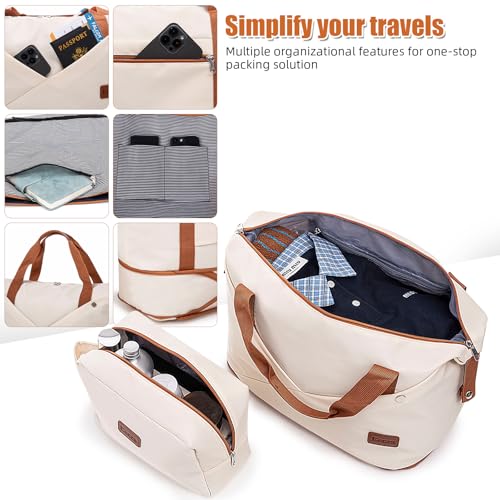 Eeeza Luggage Sets 6 Piece Suitcases (Beige, 16"/20"/24"/28"/DB/TB) - color: Beige, size: 6 Piece Sets (16/20/24/28/DB/TB)