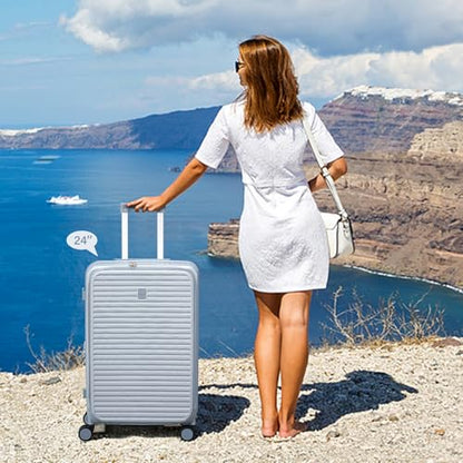 HanTrip 20"/28" Top Opening Luggage Sets 2 Piece Hard Shell Suitcase, White - color: White, size: Expandable 2-Piece Set(20/28)