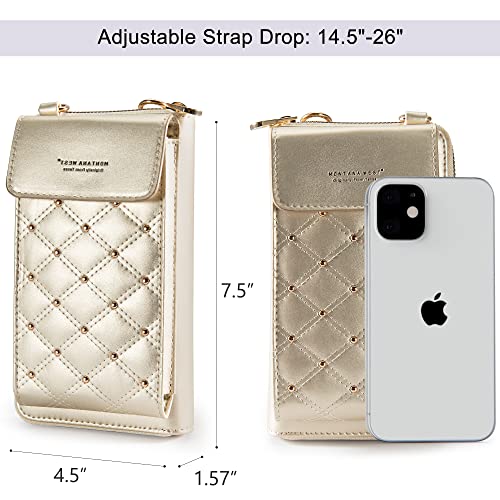Montana West Crossbody Cell Phone Purse for Women RFID Blocking Cellphone Wallet - color: Gold