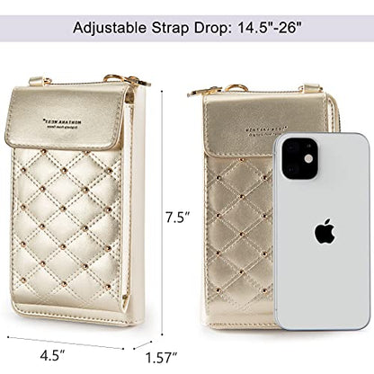 Montana West Crossbody Cell Phone Purse for Women RFID Blocking Cellphone Wallet - color: Gold
