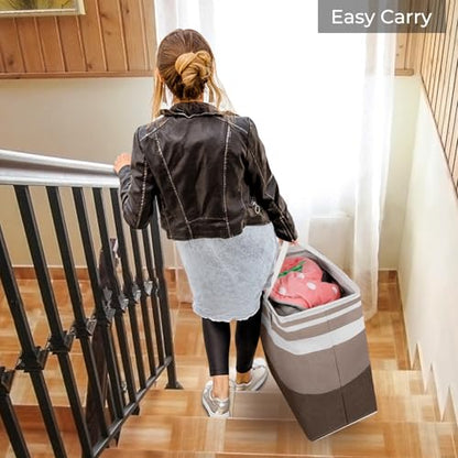 HomeHacks 2 Pack Large Laundry Baskets, Laundry Hampers Bags (Khaki 75Lx2) - color: Brown, size: 75L