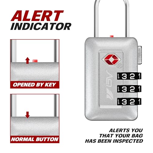BV TSA Accepted Luggage Travel Lock, Set-Your-Own Combination Lock for School Gym Locker, Luggage Suitcase Baggage Locks, Filing Cabinets, Toolbox, Case (Silver, 2 Pack) - color: Silver