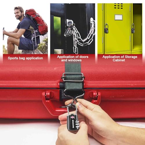 3 Pack TSA Approved Luggage Locks, Combination Travel Cable Padlocks, Re-settable 3-Digit Lock, Weatherproof Keyless Padlock for Gym Locker, Golf Bag Case, Backpack, Gate, Hasp-Black - size: 3 Pack