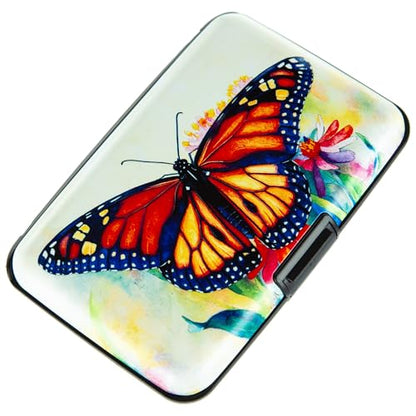Credit Card Holder RFID Blocking Wallet for Women Men Small Mini Metal Slim Hard Aluminum Business Card Case (Butterfly) - color: Butterfly