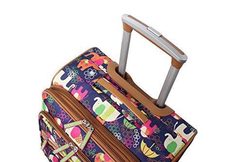 Lily Bloom Design Pattern 28" Luggage Softside Expandable With Double Spinner Wheels, Large Lightweight Suitcase Checked Bag For Women - color: Elephant Rain