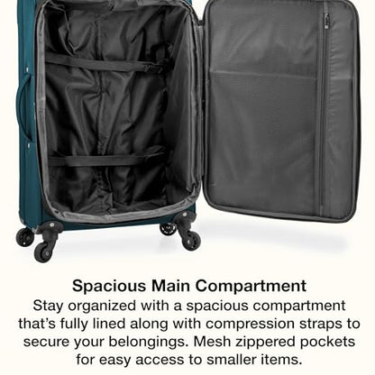U.S. Traveler Anzio Softside Expandable Luggage with Spinner Wheels, Teal, 26-Inch Medium - color: Teal, size: 26-Inch Medium