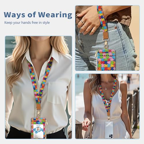Autism Awareness Lanyard Wallet with Id Badge Holder Keychain Card - color: Autism Awareness