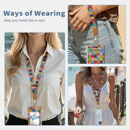 Autism Awareness Lanyard Wallet with Id Badge Holder Keychain Card - color: Autism Awareness