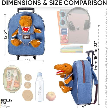 Naturally KIDS Toddler Suitcase w. Plush Dinosaur Toy, Kids Gift 3-9 - color: 01 Dinosaur, size: Large