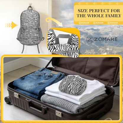 ZOMAKE Lightweight Packable Backpack, Foldable Small Travel Day Pack - color: D-zebra Print