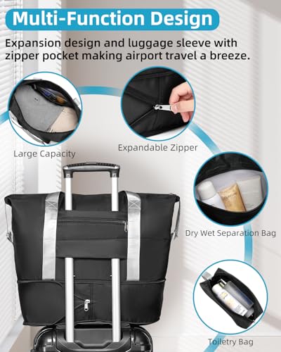 LARVENDER Luggage Sets 6 Piece Expandable Suitcases Set, Glossy Black - color: Glossy Black 6PCS, size: Family Set