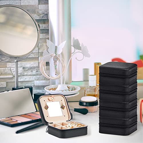 Bucherry 10 Pcs Mini Travel Jewelry Case with Mirror - color: Black