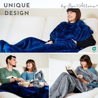 Original Patented Foot Pocket Blanket, Fleece Lightweight (Blue, Giant) - color: Velvet Blue, size: Oversized