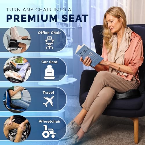 ComfiLife Gel Enhanced Seat Cushion & Foot Rest Bundle - Office Chair Cushion Foot Rest for Under Desk - Premium Memory Foam - Back and Sciatica Relief