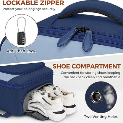 Vancropak 40L Carry on Backpack, Flight Approved Expandable Bag for Travel - color: Blue
