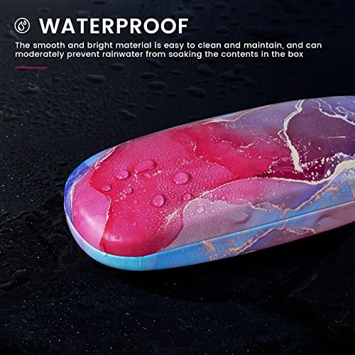molshine Hard Shell PU Leather Glasses Case,Travel Portable Eyeglass Case for Men Women Girl Travel Study Work - color: Rose Red
